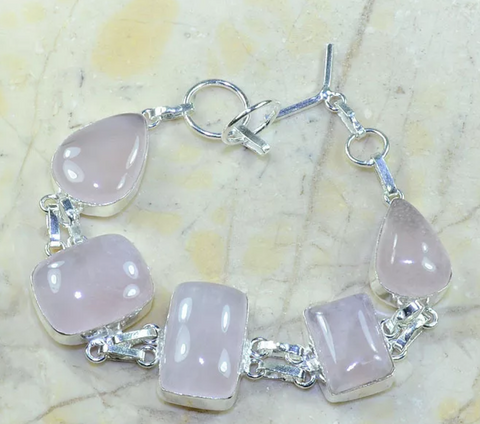 Silver and pink quartz