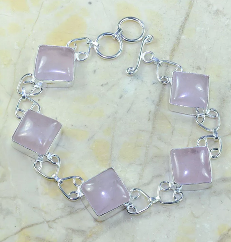 Silver and pink quartz