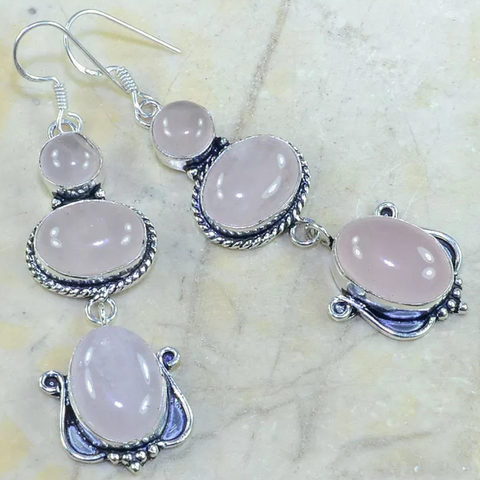 Silver and pink quartz