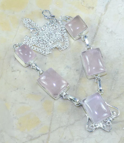 Silver and pink quartz