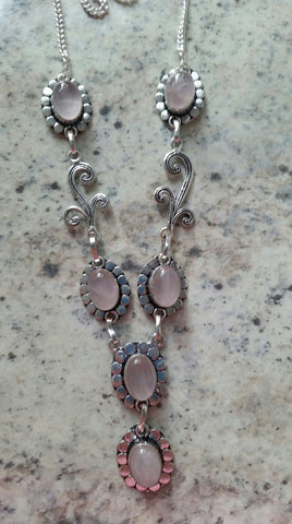 Silver and pink quartz