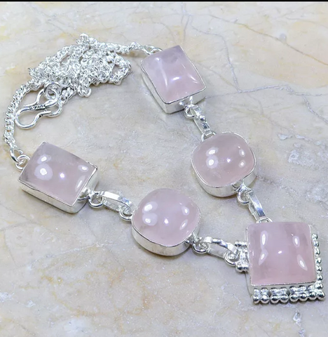 Silver and pink quartz