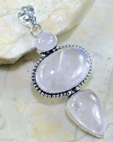 Silver and pink quartz