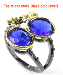 Black gold filled or plated (topaz, CZ, quartz or real gems)