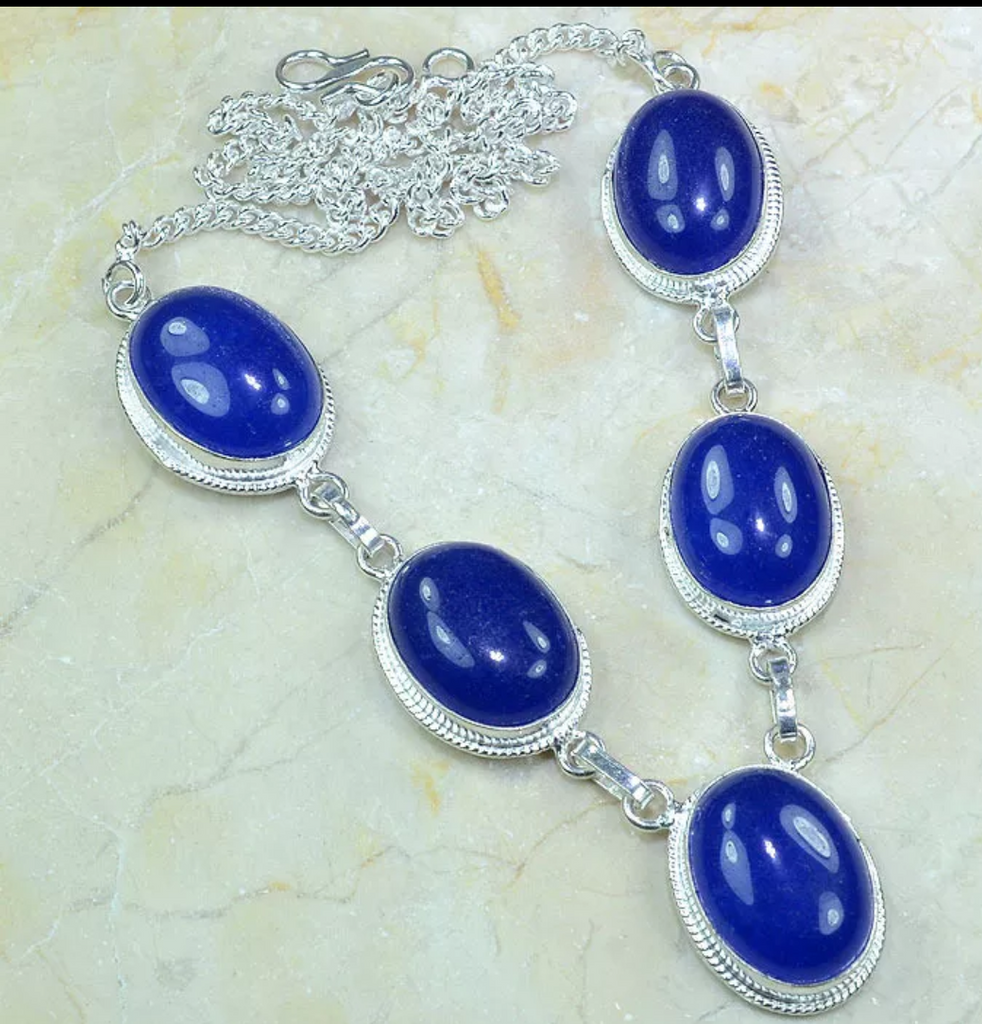 Silver sapphire necklace