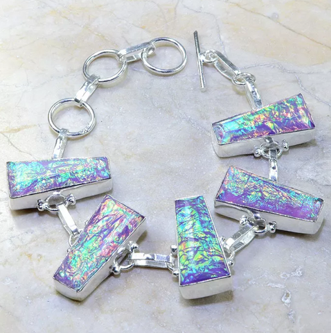 Silver and dichroic glass