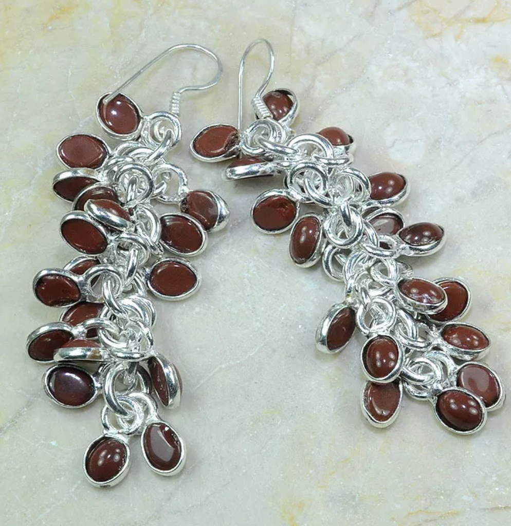 Silver and red agate