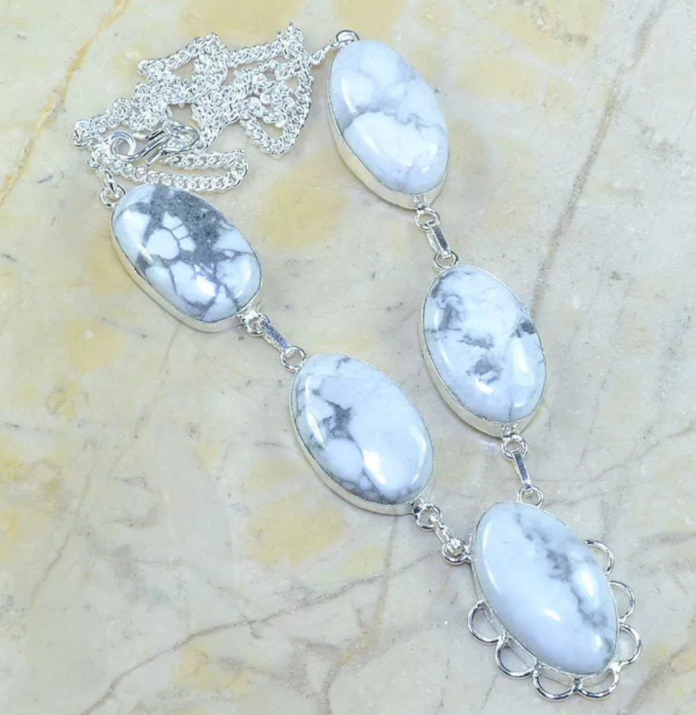 Silver and white howlite