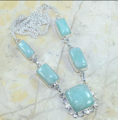 Silver and aquamarine