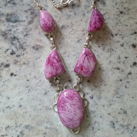 Silver and pink jasper