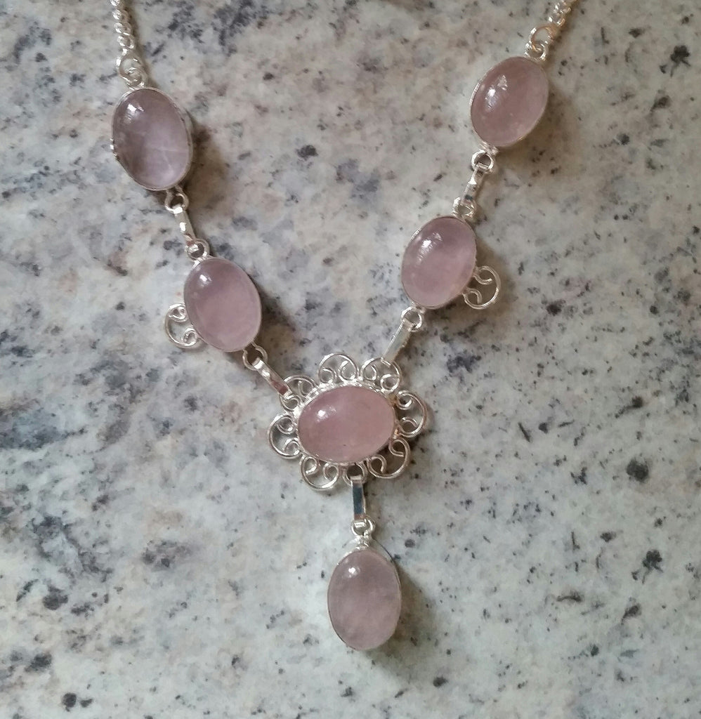 Silver and pink quartz