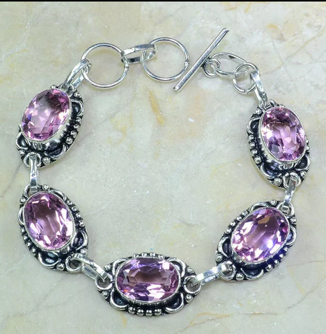 Silver and pink topaz