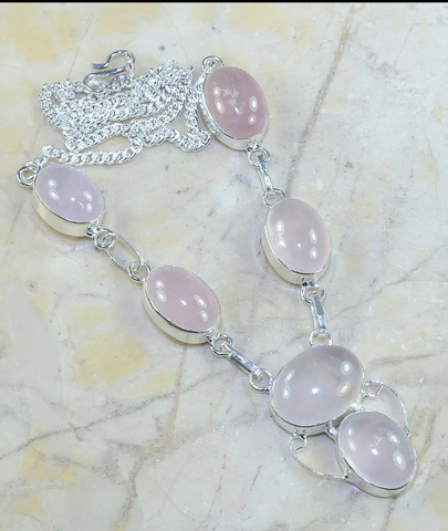 Silver and pink quartz