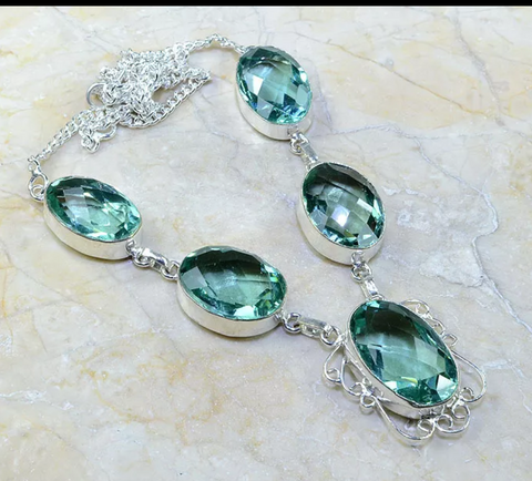 Silver and green amethyst