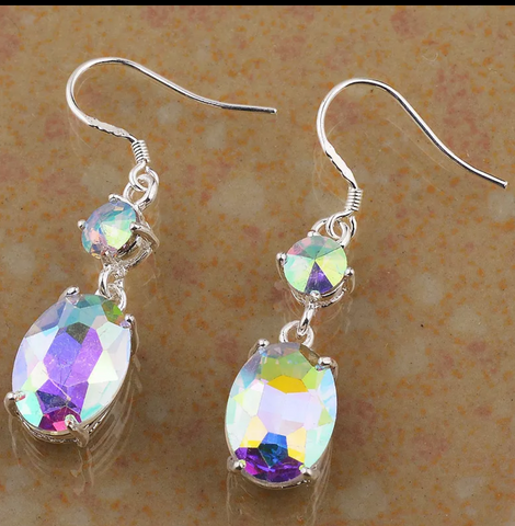 Silver and rainbow topaz