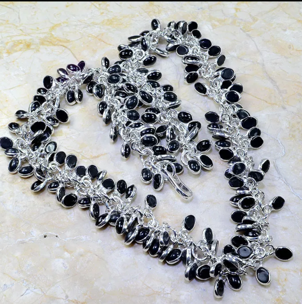 Silver and black onyx