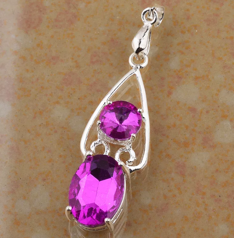 Silver and pink tourmaline (comes with a chain)