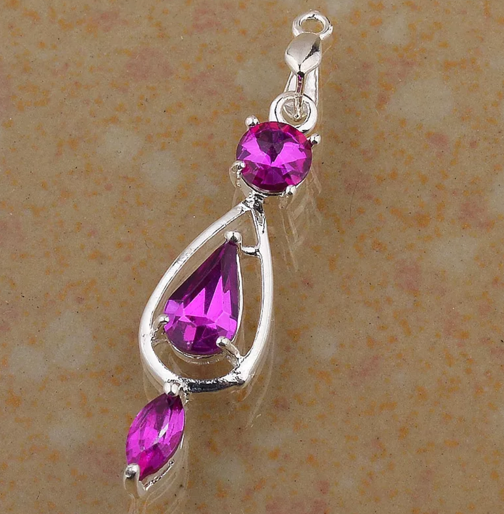 Silver and pink tourmaline (comes with a chain)