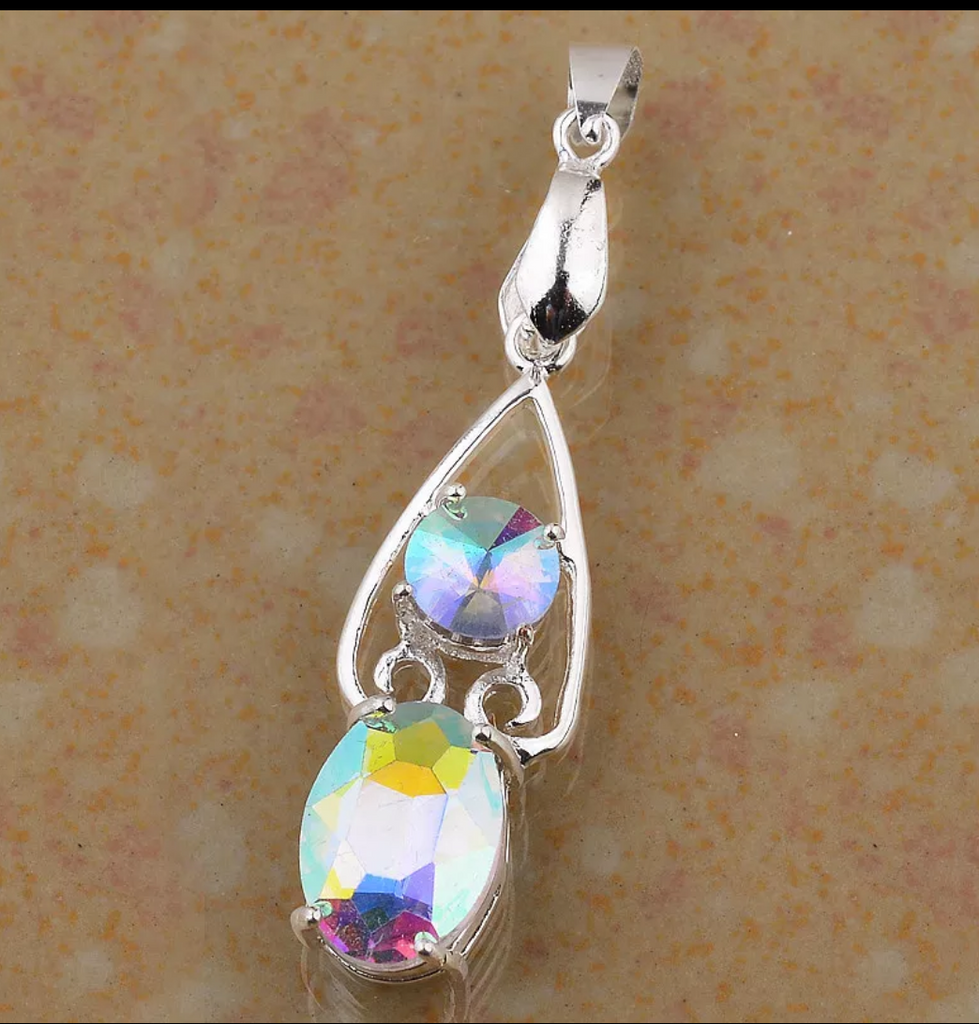 Silver and rainbow topaz (comes with a chain)