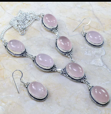 Silver and pink quartz...