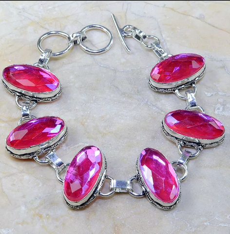 Silver and rainbow topaz