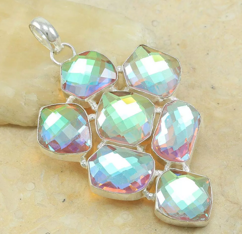Silver and rainbow topaz (comes with a 925 silver chain)