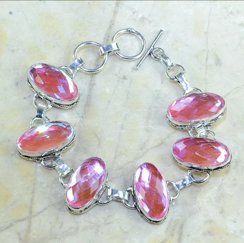 Silver and rainbow topaz