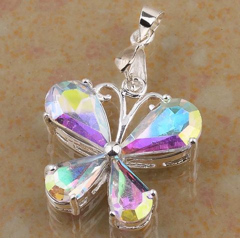 silver, rainbow topaz