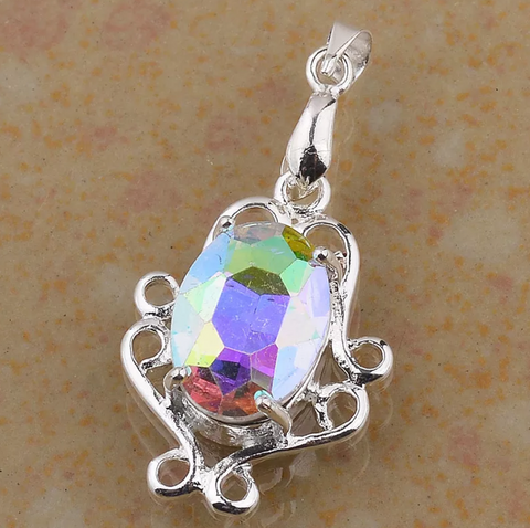 silver, rainbow topaz