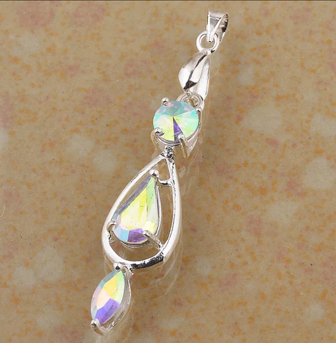 silver, rainbow topaz