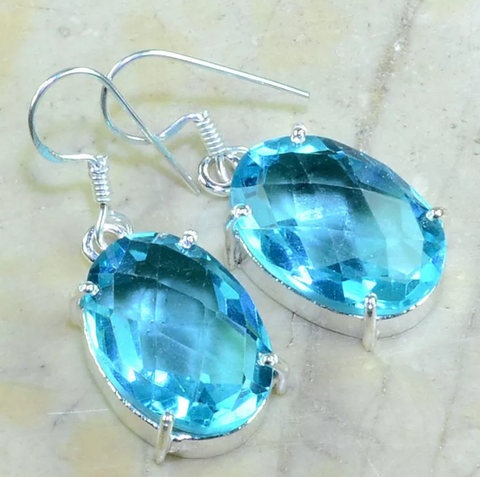 silver, blue topaz