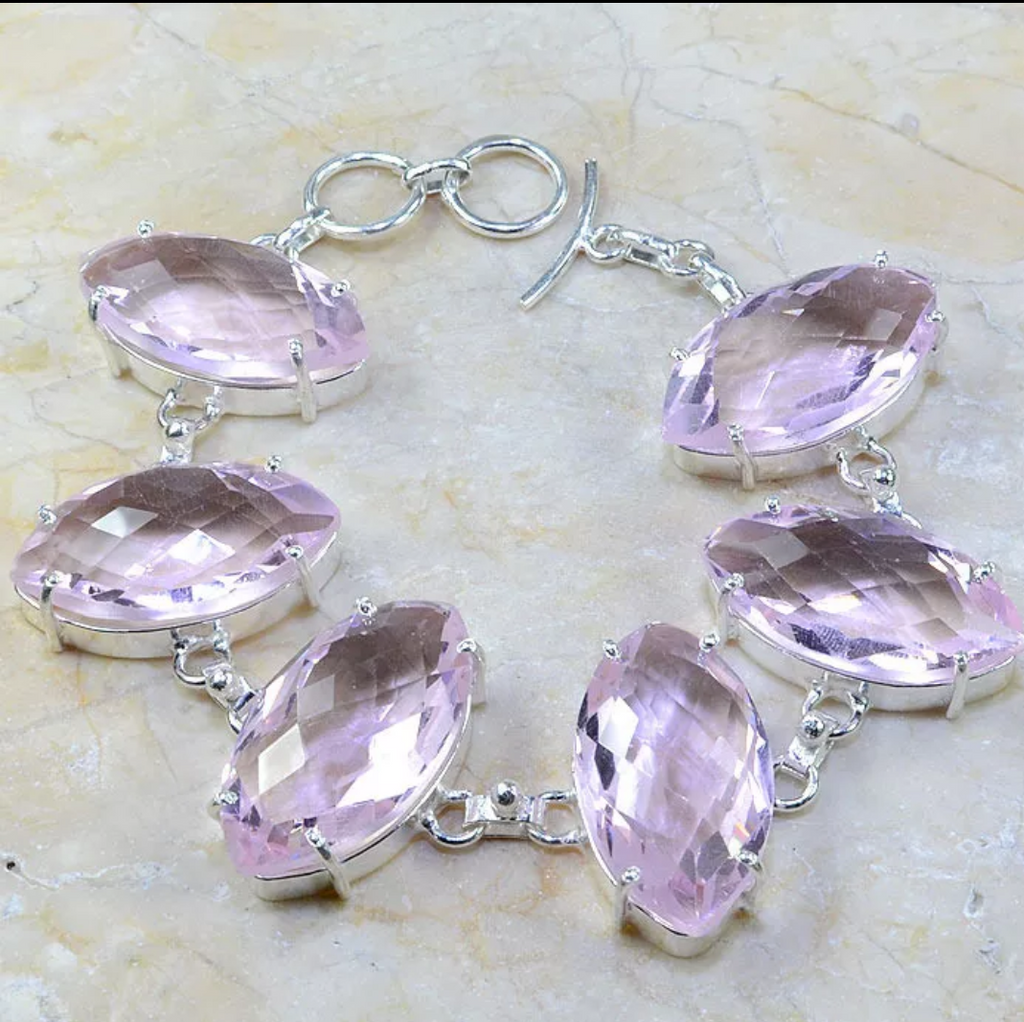 silver, pink topaz