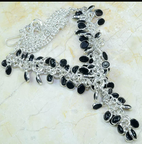 Silver, black onyx