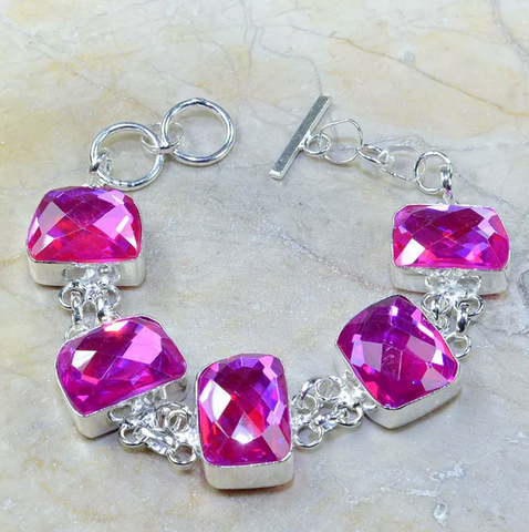 silver, pink topaz