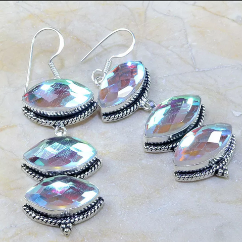 silver, rainbow topaz