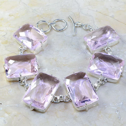 silver, pink topaz