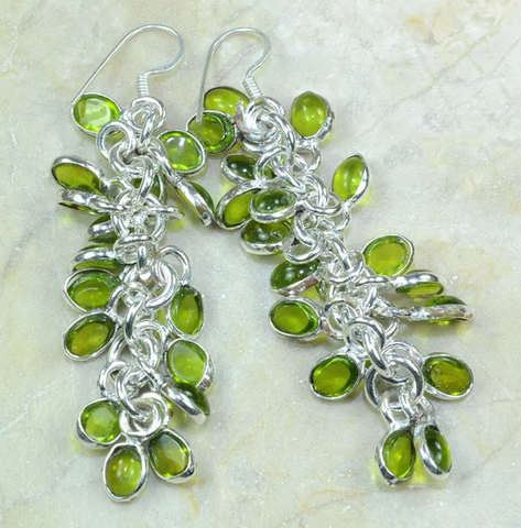 silver, peridot