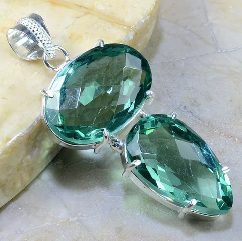 silver, green amethyst