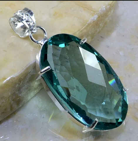 silver, green amethyst