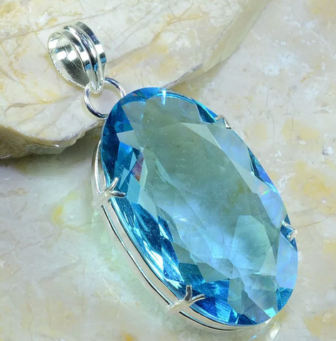 silver, blue topaz