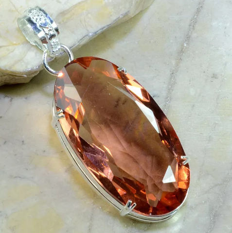 silver, peach quartz