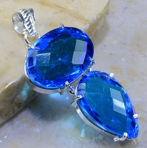 silver, blue topaz