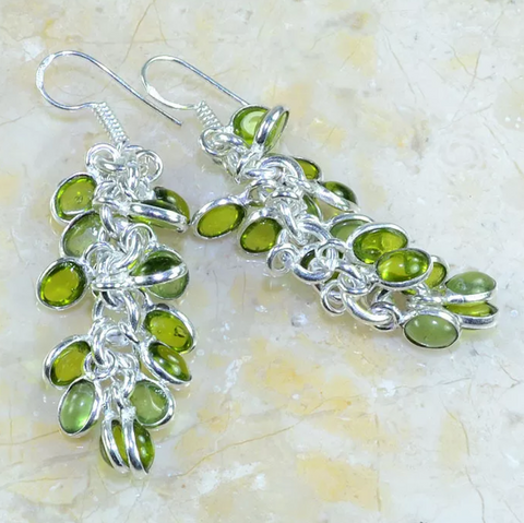 silver, peridot