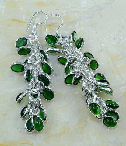 silver, green quartz