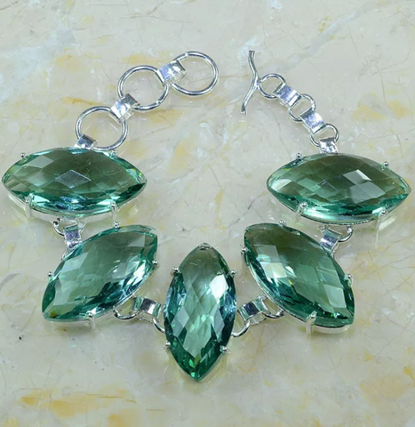 silver, green amethyst