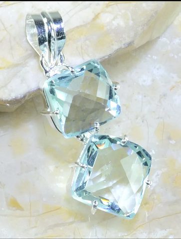 silver, green amethyst