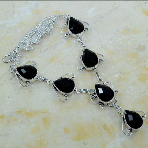 silver, black onyx