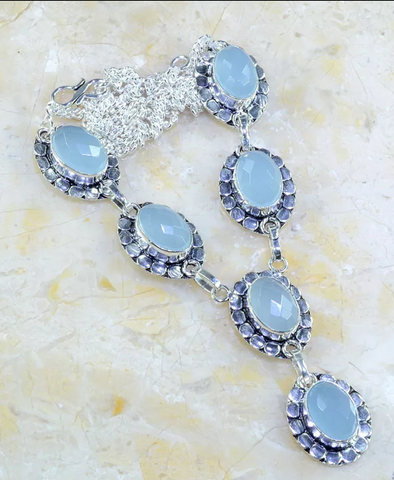 silver, chalcedony