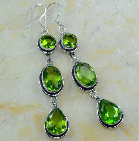 silver, peridot