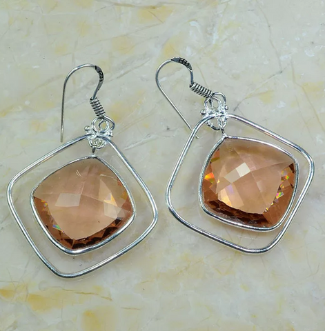 silver, peach quartz